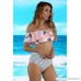 SySea Womens Floral Print Ruffles Off The Shoulder Bikini Top High Waist Striped Bottom Two Piece Swimsuit Beach Wear Picture Color B07L3L9M2R